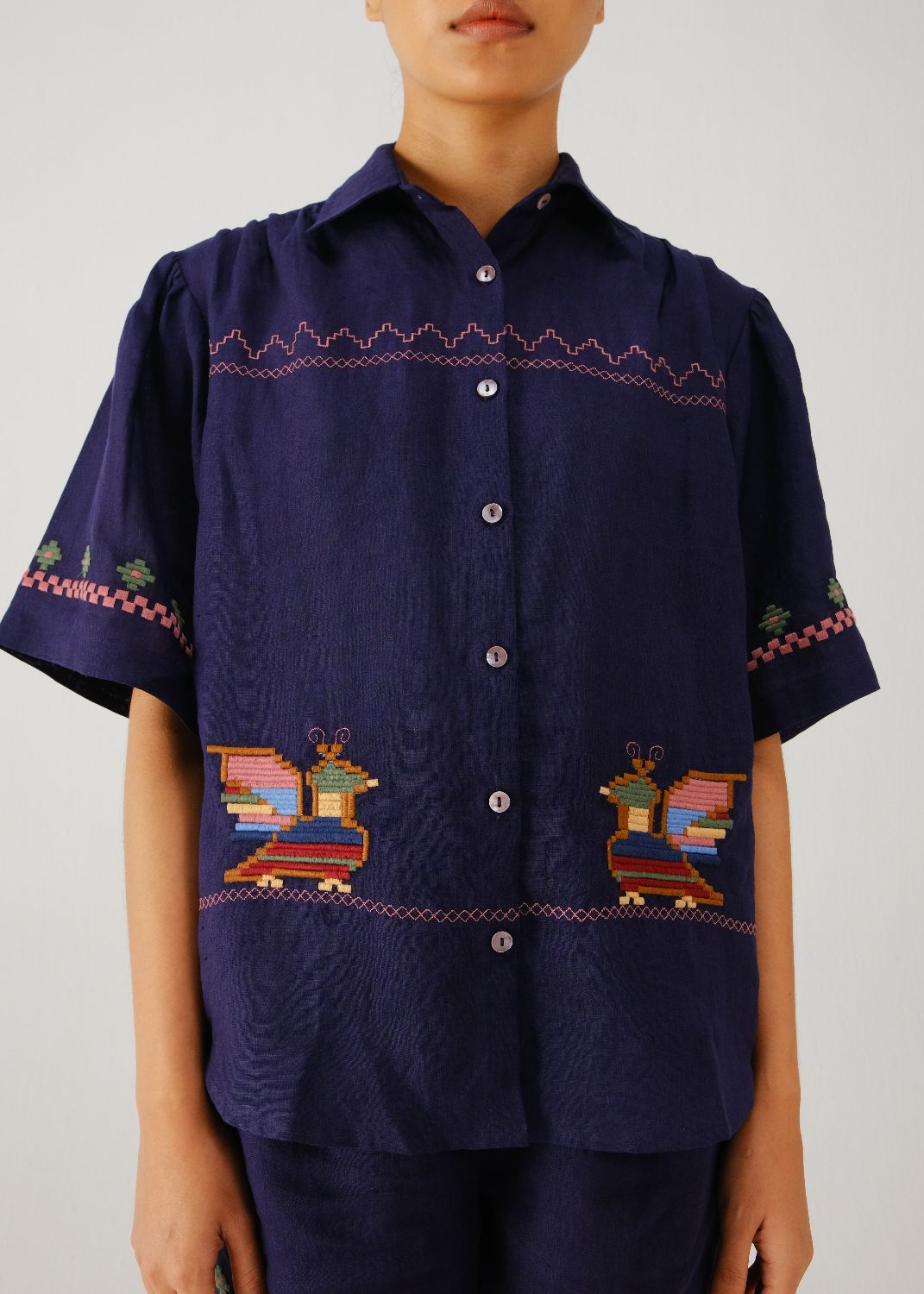 Victorian shirt-Ink folk emb.