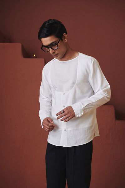 Vanilla Co Linen Men's Angrakha Shirt