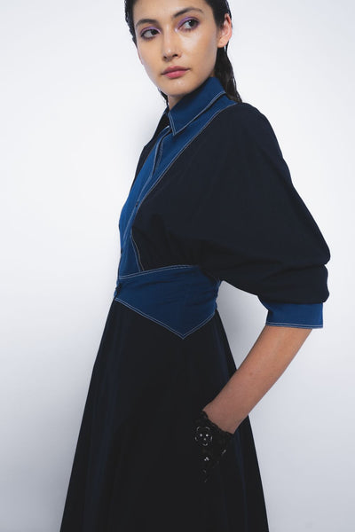Vesper Dress - Navy and Lapis