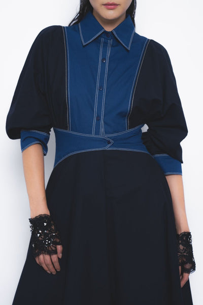 Vesper Dress - Navy and Lapis