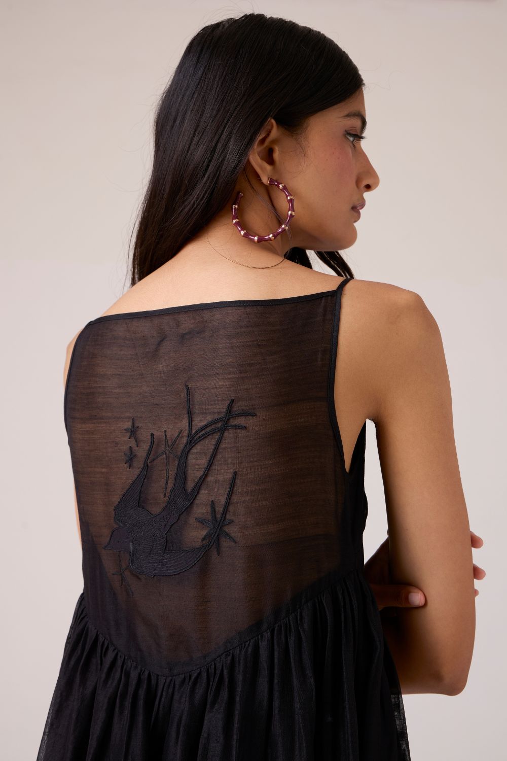 Vespera Black Handwoven Dress