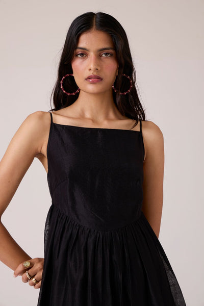 Vespera Black Handwoven Dress