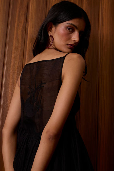 Vespera Black Handwoven Dress