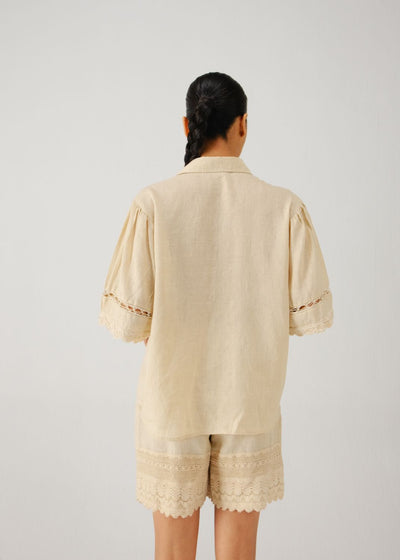 Victorian shirt-Ivory jali emb.