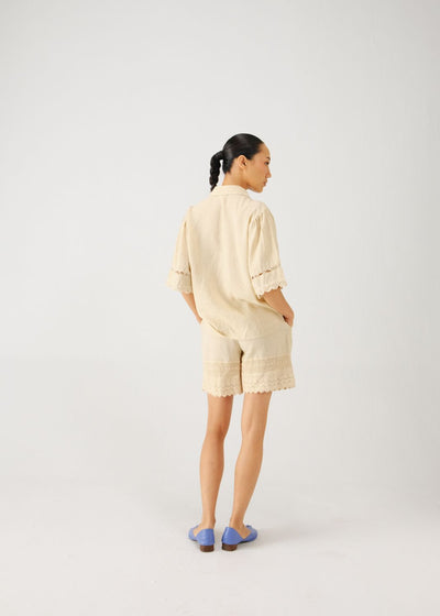 Victorian shirt-Ivory jali emb.