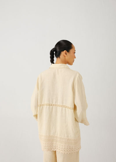 Victorian shirt-Ivory jali emb.