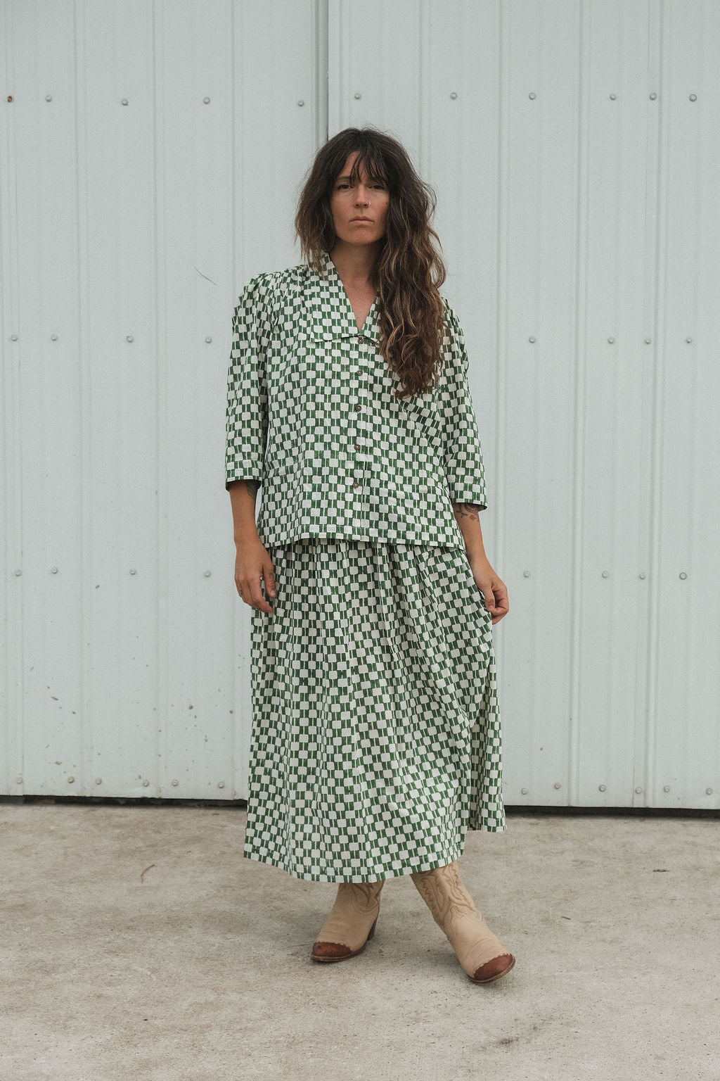 Vintage Green Block Shirt