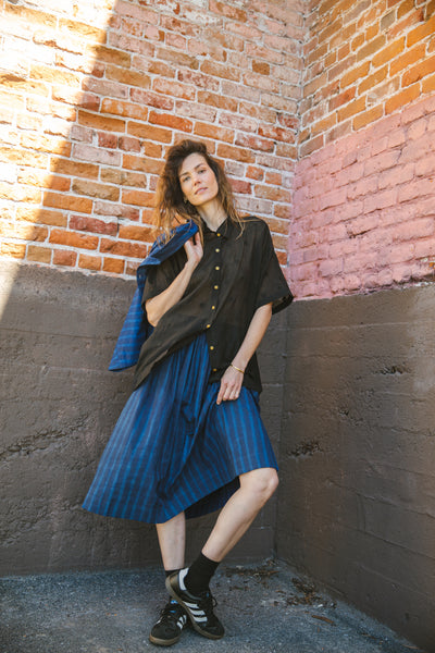 Vintage Navy Blue Skirt-Indigo