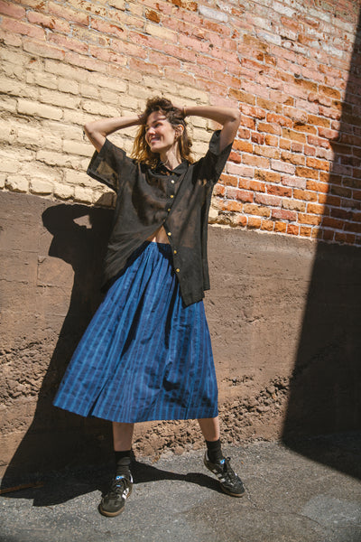 Vintage Navy Blue Skirt-Indigo