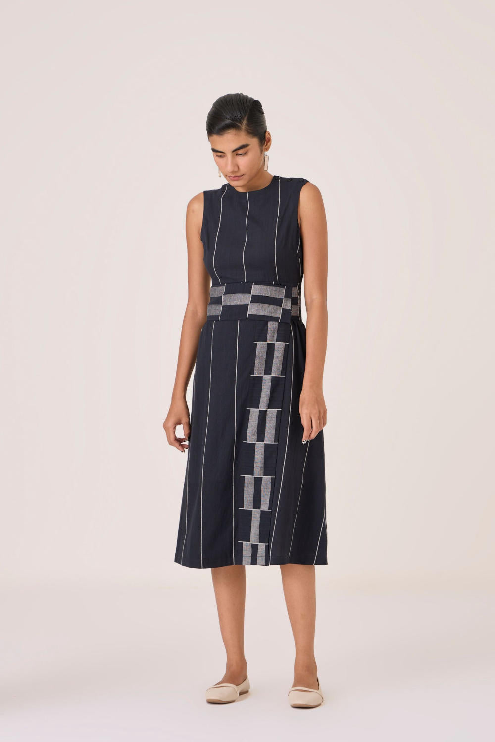 Viva Handwoven Striped Midi Dress