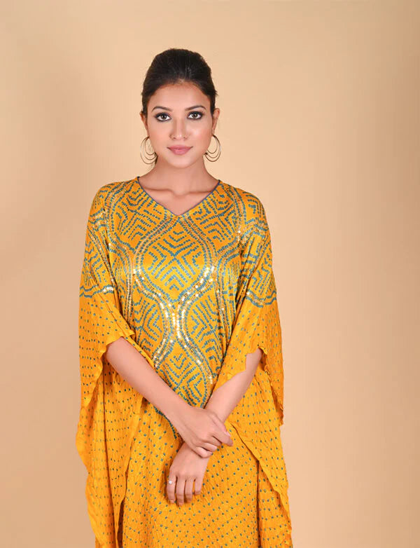 WAVE SEQUENCE KAFTAN-YELLOW