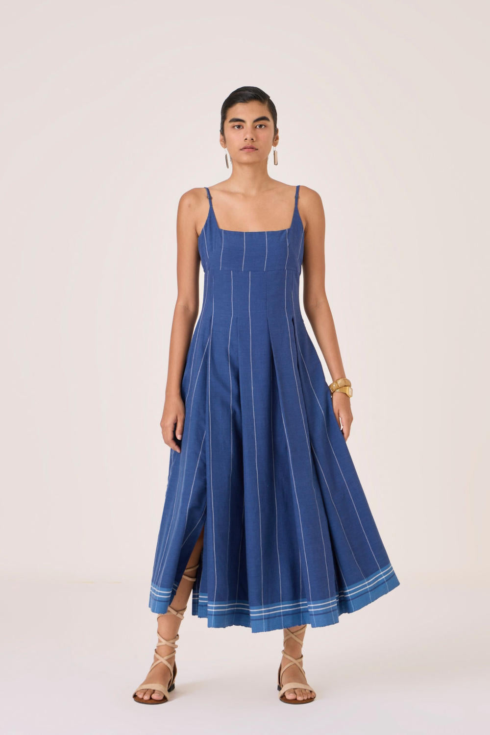 Yapa Indigo Handwoven Striped Dress