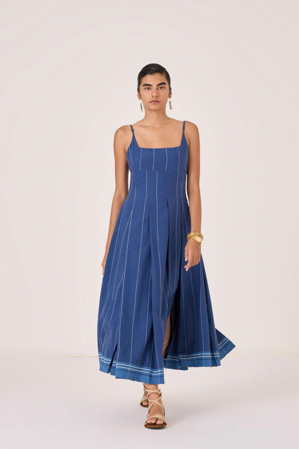 Yapa Indigo Handwoven Striped Dress