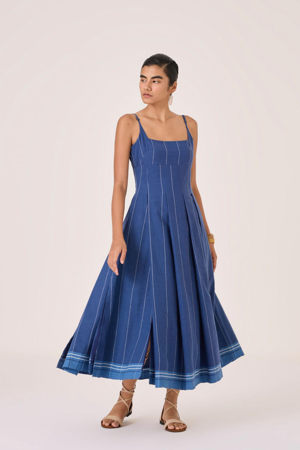 Yapa Indigo Handwoven Striped Dress