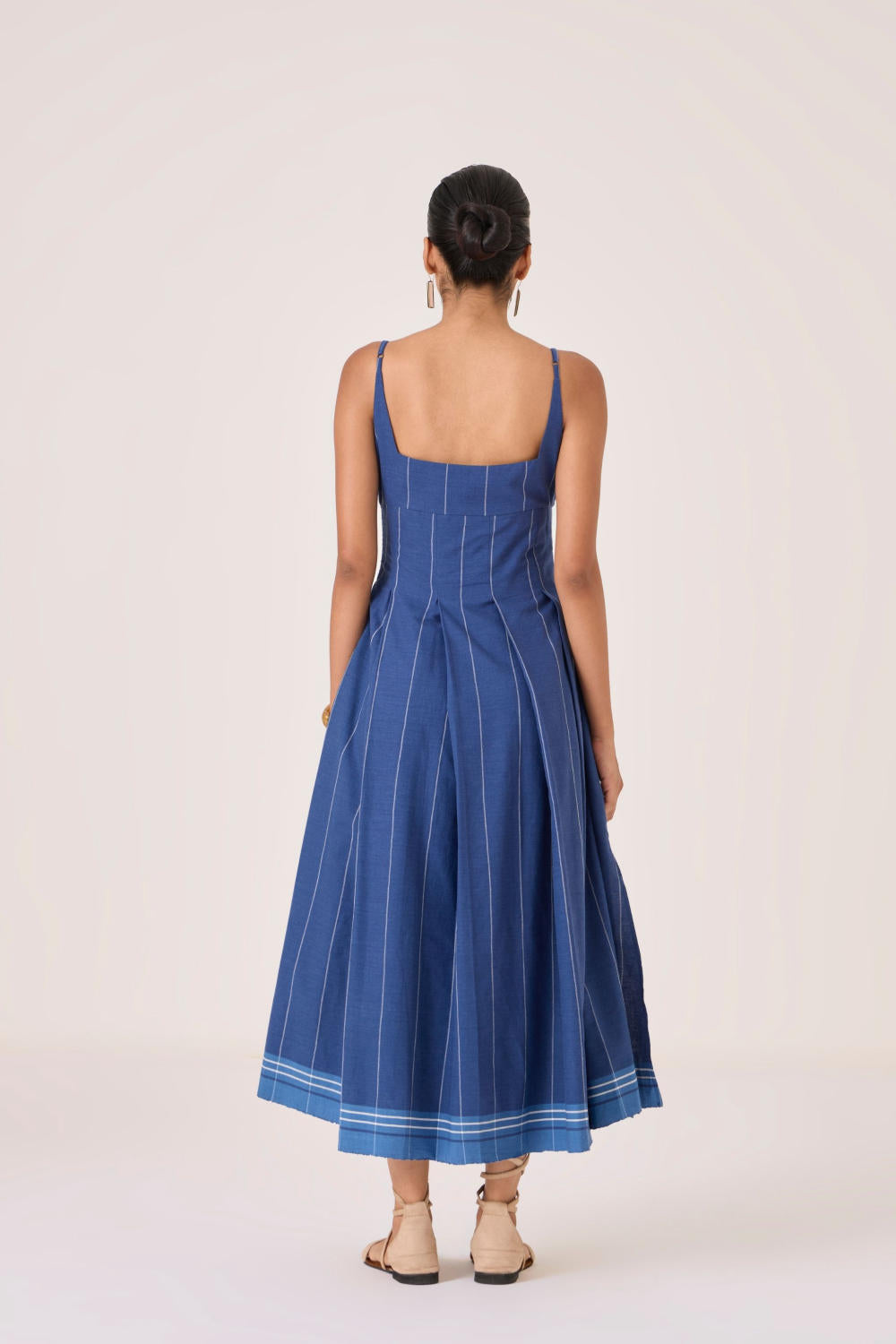 Yapa Indigo Handwoven Striped Dress