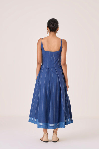 Yapa Indigo Handwoven Striped Dress