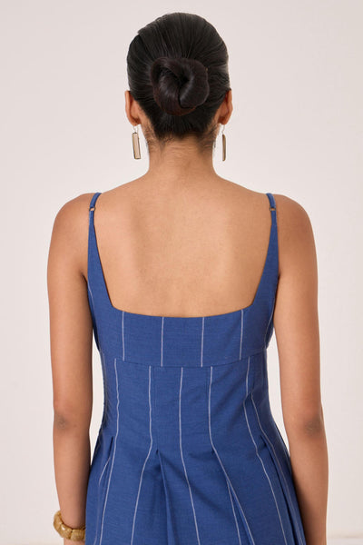 Yapa Indigo Handwoven Striped Dress