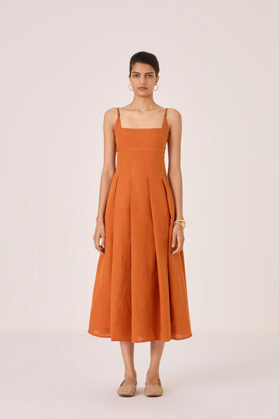 Yapa Tangerine Midi Dress