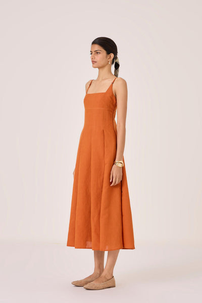 Yapa Tangerine Midi Dress