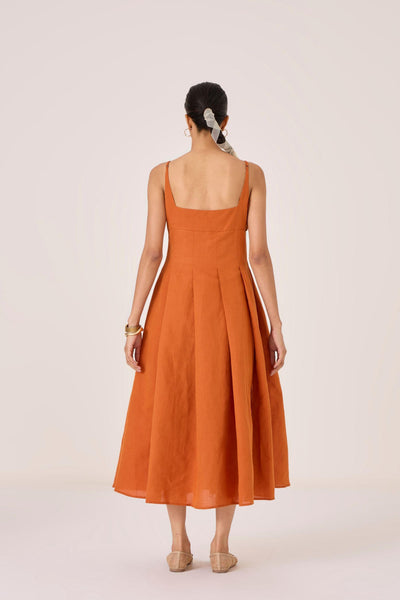 Yapa Tangerine Midi Dress