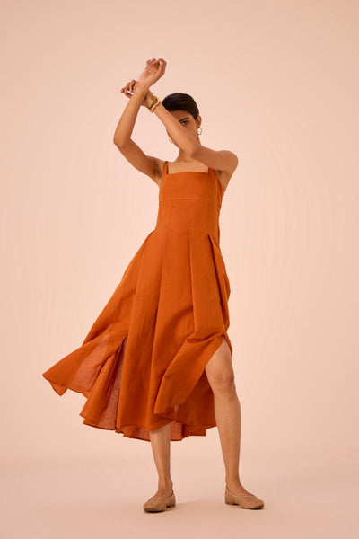 Yapa Tangerine Midi Dress