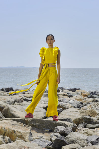 Yellow High-Waisted Trouser