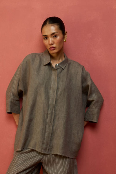 Yoko Forever Linen Shirt - Grey
