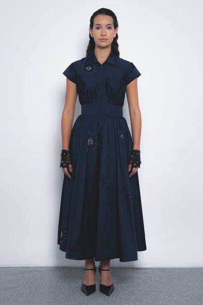 Yume Embroidered Dress - Navy
