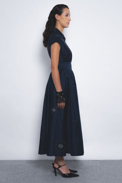 Yume Embroidered Dress - Navy