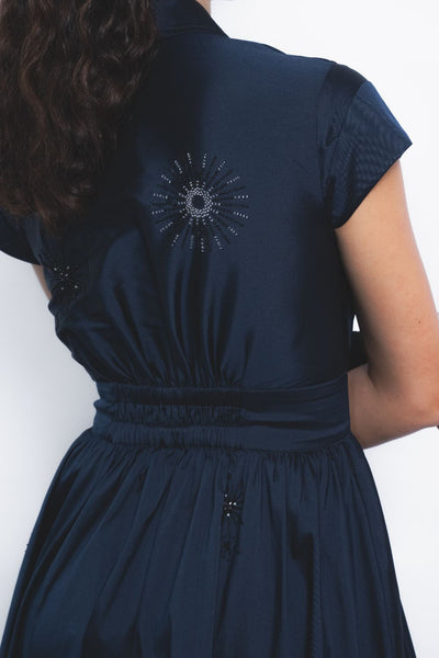 Yume Embroidered Dress - Navy