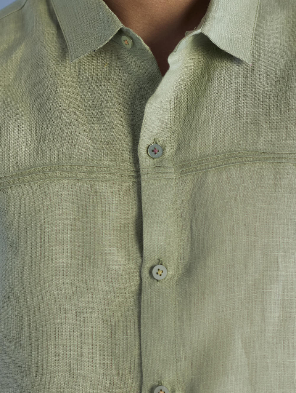Kai Pintuck Linen Shirt - Mint