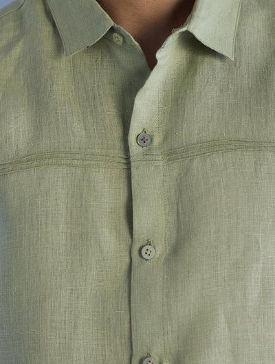Kai Pintuck Linen Shirt - Mint