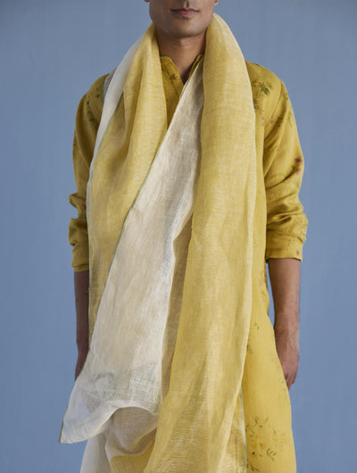 Ahan Floral Printed Kurta with Embroidered Collar - Ochre
