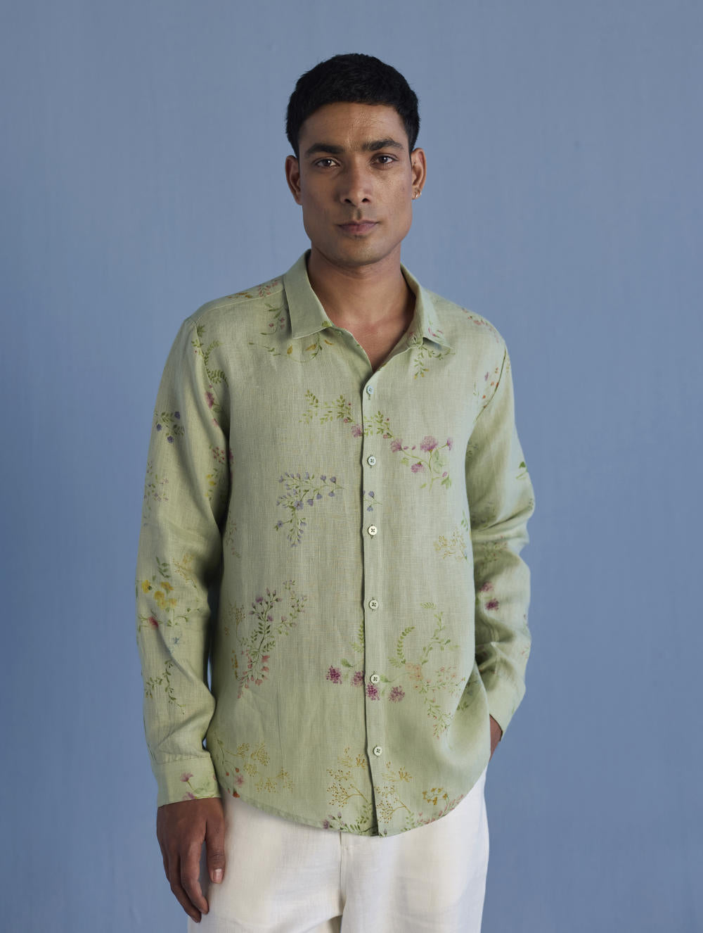 Kabo Floral Linen Shirt - Mint