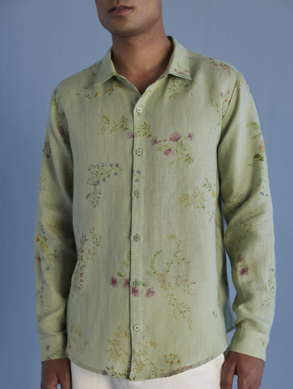 Kabo Floral Linen Shirt - Mint