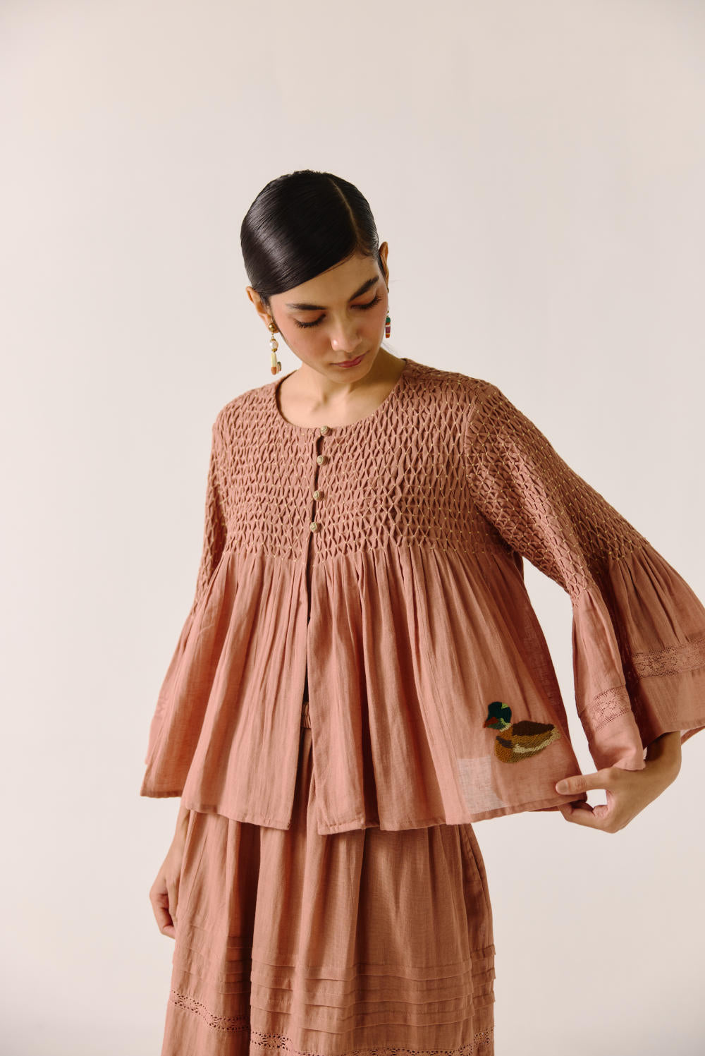 Louie Top-Peach (duck emb.)