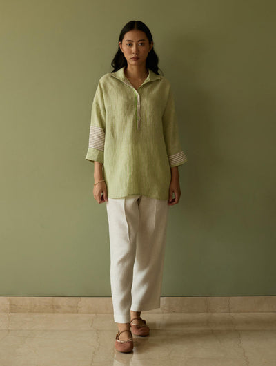 Risa Stripe Linen Shirt-Meadow