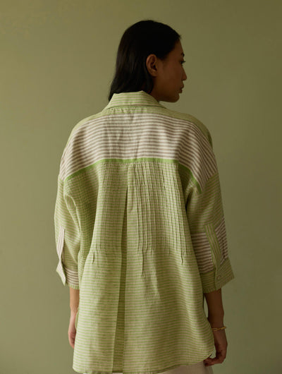 Risa Stripe Linen Shirt-Meadow