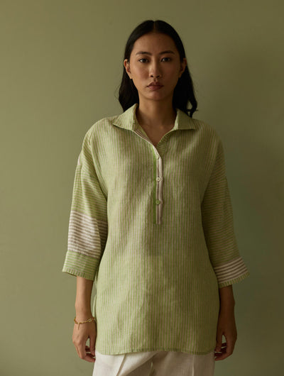 Risa Stripe Linen Shirt-Meadow