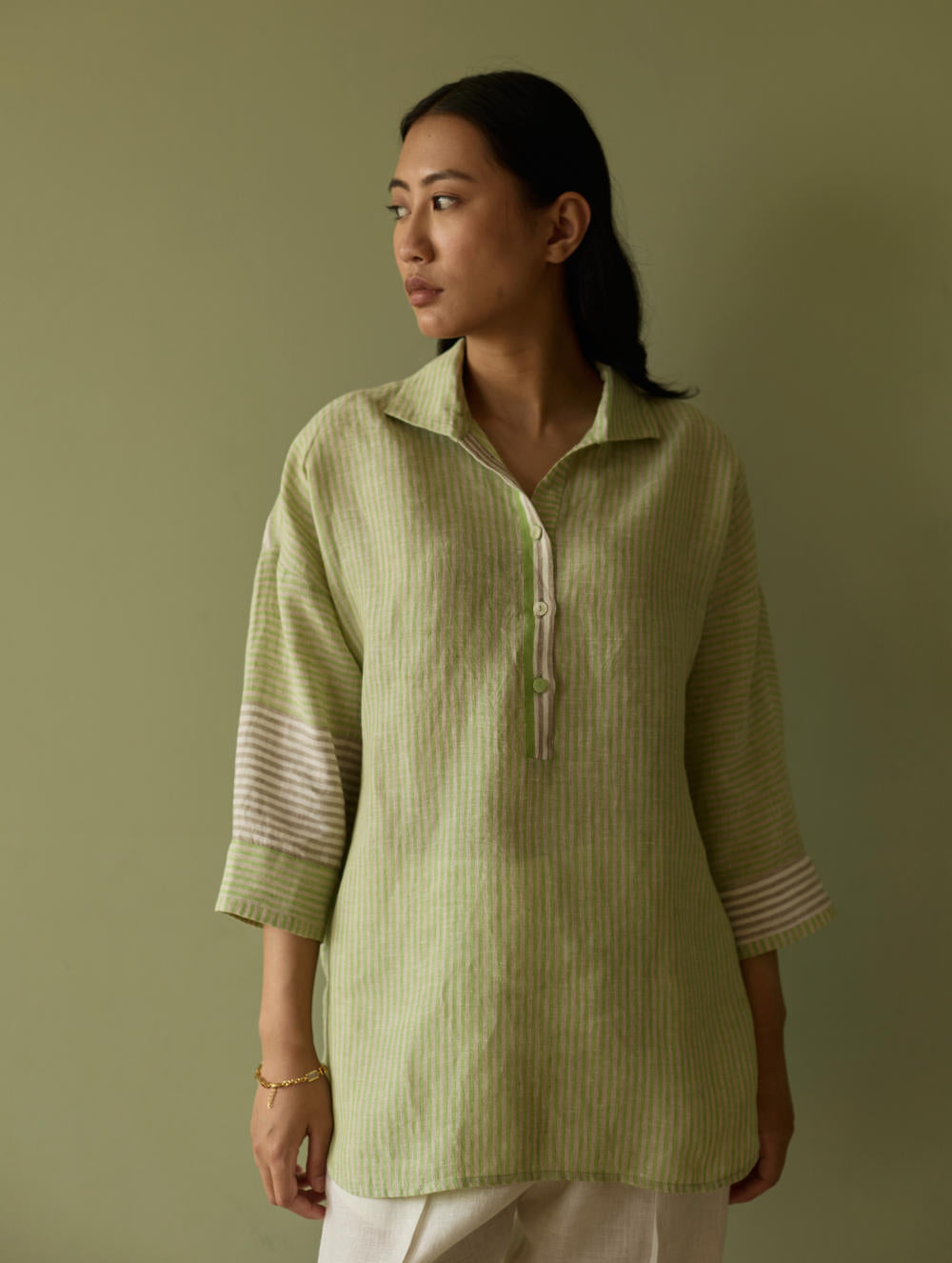 Risa Stripe Linen Shirt-Meadow
