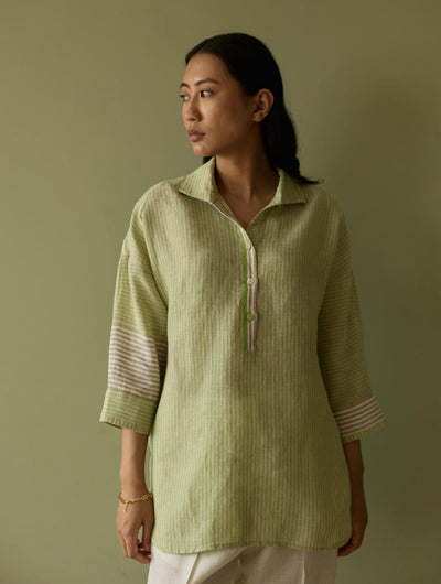 Risa Stripe Linen Shirt-Meadow