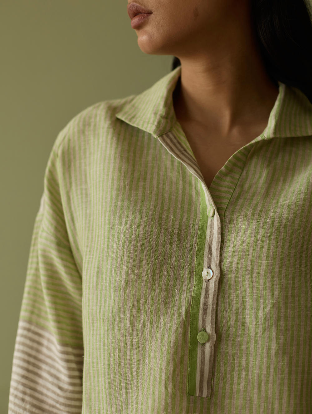 Risa Stripe Linen Shirt-Meadow