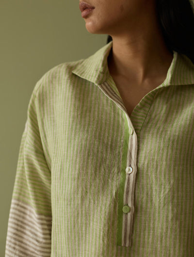 Risa Stripe Linen Shirt-Meadow