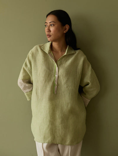 Risa Stripe Linen Shirt-Meadow