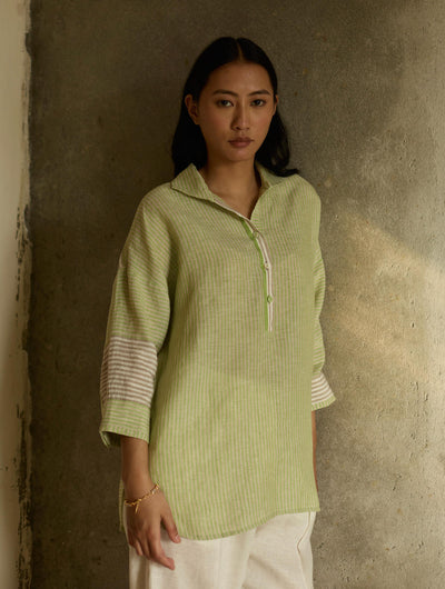 Risa Stripe Linen Shirt-Meadow