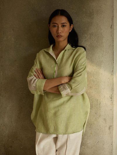 Risa Stripe Linen Shirt-Meadow