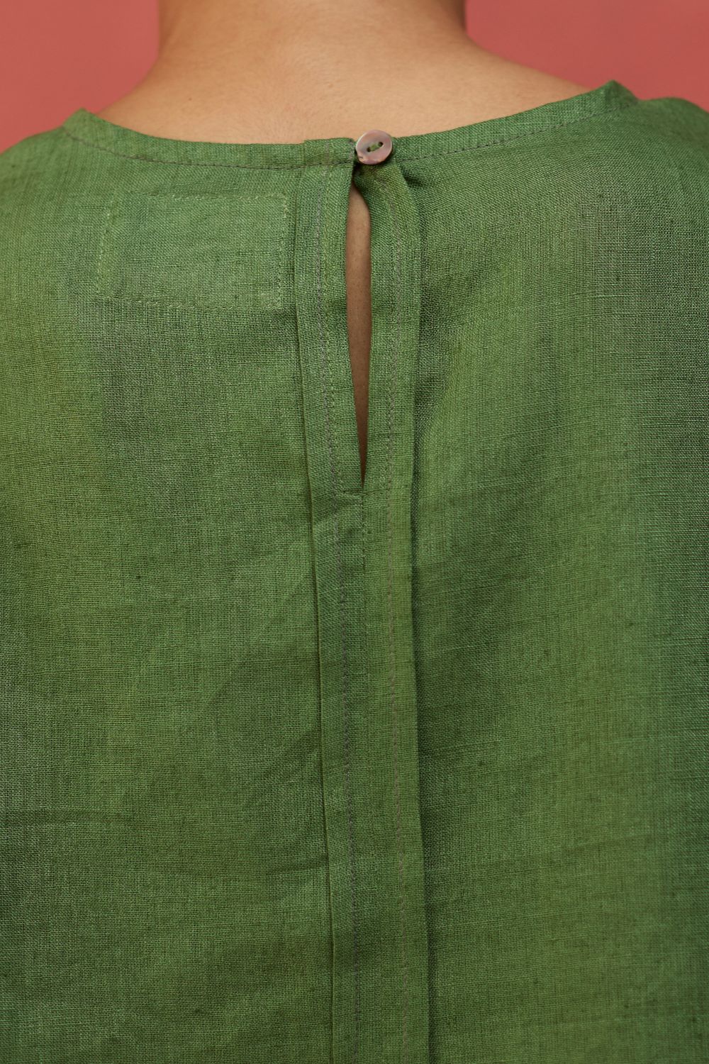 Mariko Cropped Linen Co-ord Set - Fern Green