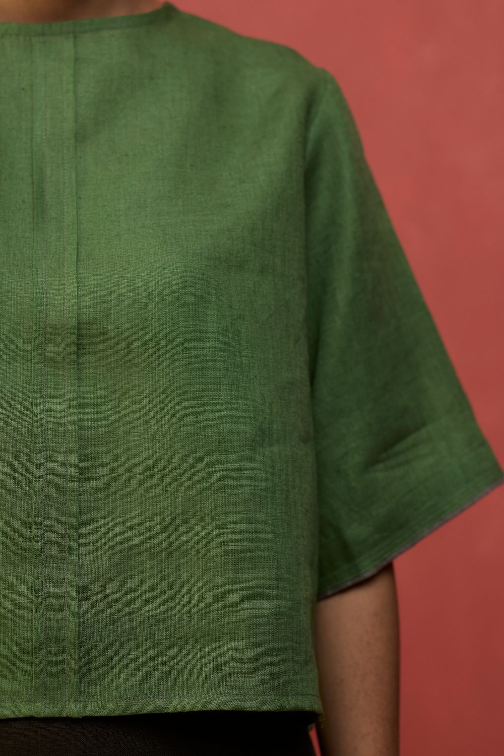 Mariko Cropped Linen Co-ord Set - Fern Green