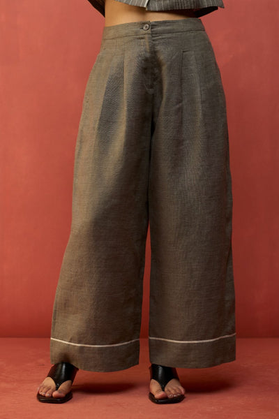 Shiro Stripe Linen Co-ord Set - Grey