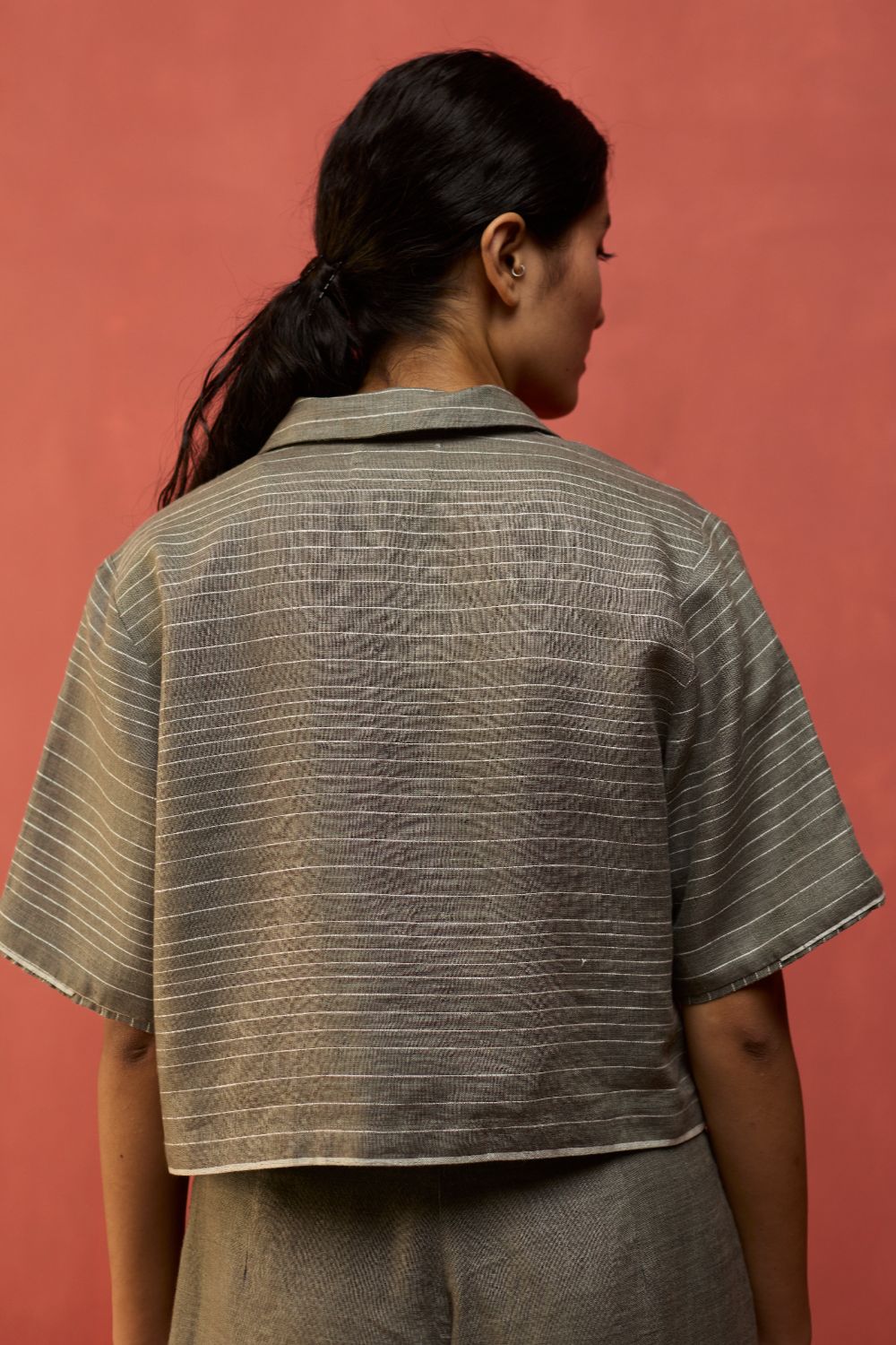 Shiro Stripe Linen Co-ord Set - Grey